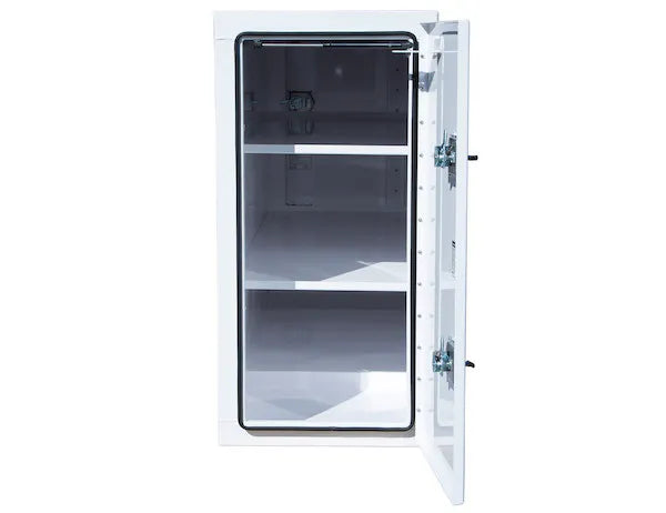 Buyers Products 24x42x96 White Steel Straight Side Backpack Truck Box - T-Handle Latch (BP964824W)