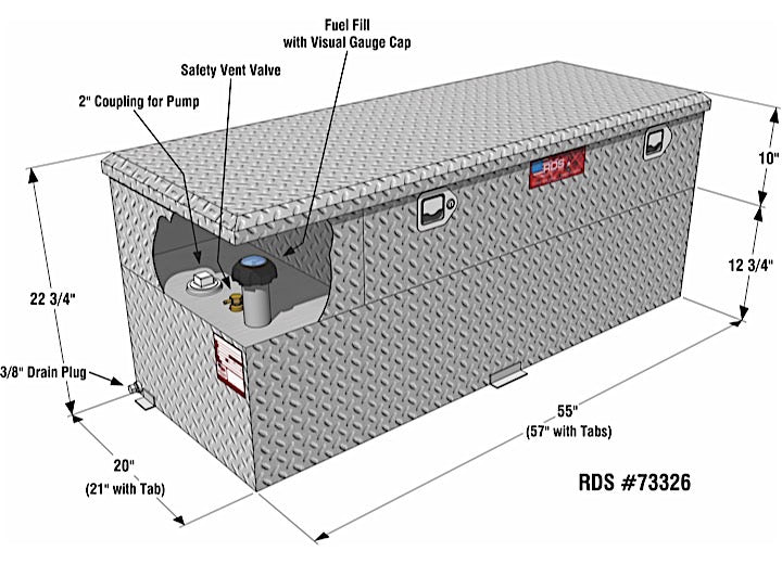 RDS 60 Gallon Transfer Tank & Toolbox Combo With 8 GPM Pump 55x20x22.75 (73326)