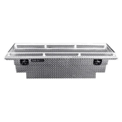 CamLocker King Size Crossover Tool Box 71 Inch Deep Low Profile Notched Bright Aluminum With Rail (KS71LPUNRL)