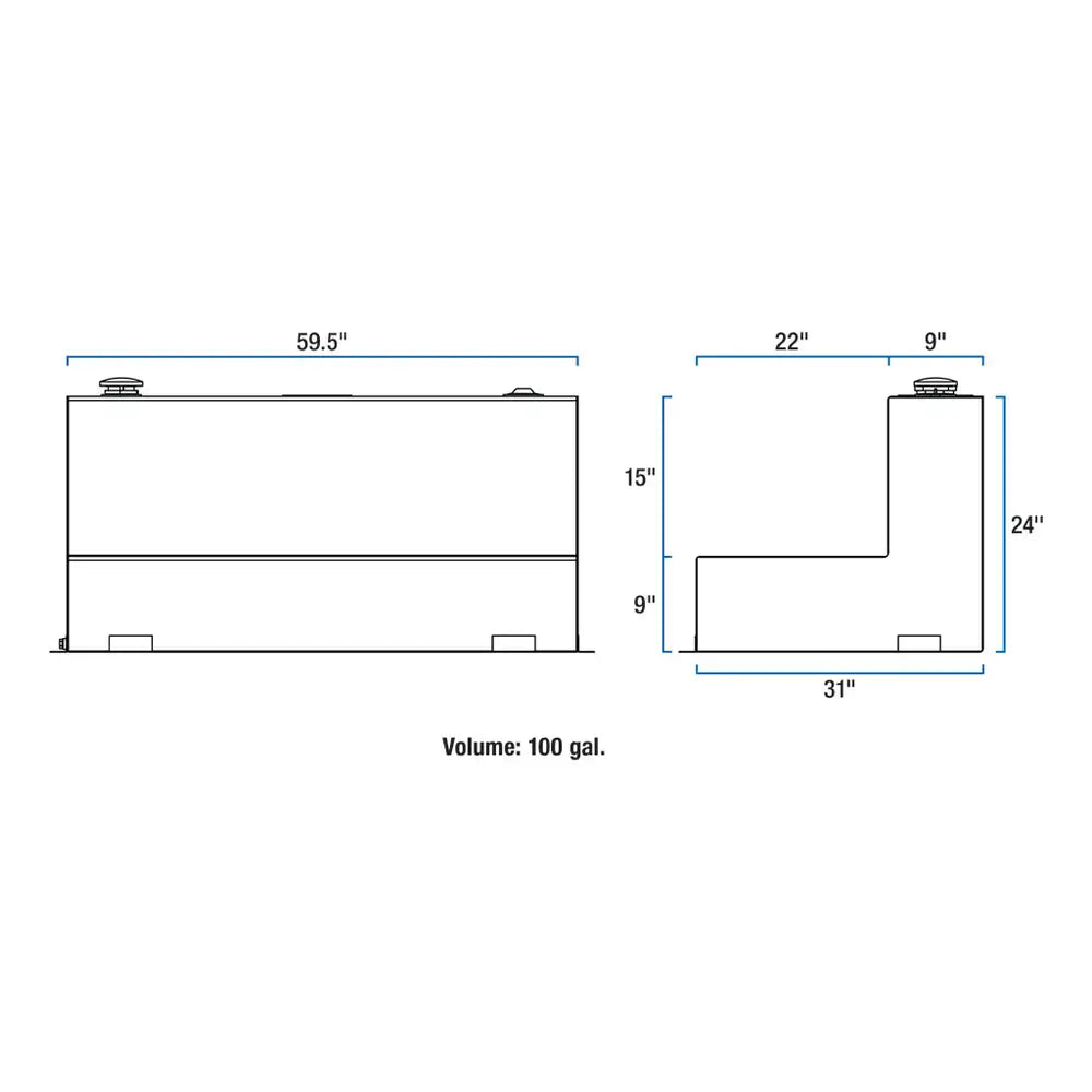 UWS 100 Gallon L-Shape Transfer Tank Matte Black Steel (ST-100-L-MB)