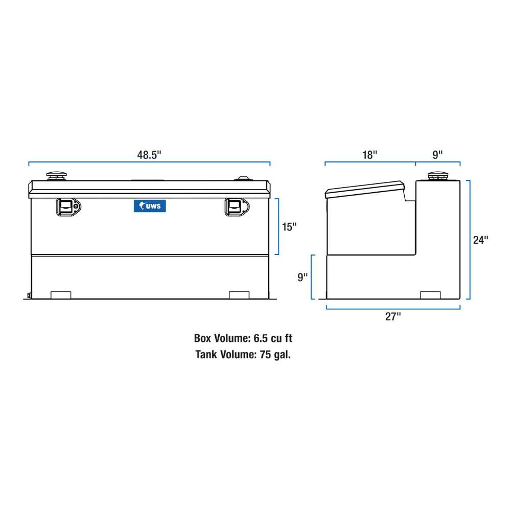 UWS 75 Gallon Transfer Tank Tool Box Combo White Steel Tank Aluminum (ST-75-COMBO-W)