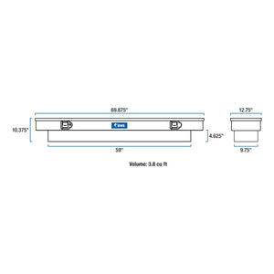 UWS 69" Crossover Truck Toolbox Slim-Line Gloss Black Aluminum (TBS-69-SL-BLK)