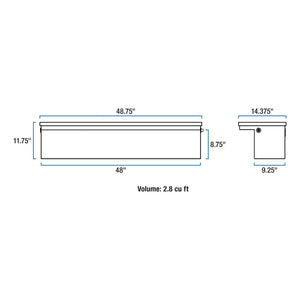UWS Matte Black Aluminum 48" Truck Side Tool Box, Low Profile (TBSM-48-LP-MB)