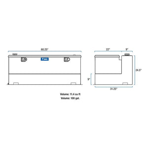 UWS Gloss Black 100 Gallon Combo Aluminum Transfer Tank (TT-100-CB-B)