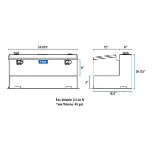 UWS Gloss Black 45 Gallon Combo Aluminum Transfer Tank (TT-45-COMBO-BLK)