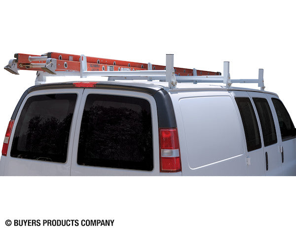 Buyers Products White Van Ladder Rack Set - 2 Bars And 2 Clamps (1501310)