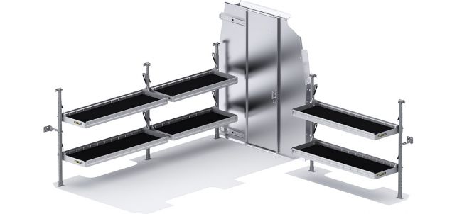 Holman Folding Shelves Van Package Mercedes Sprinter 144" WB High Roof Sliding Partition Model (51SRH)