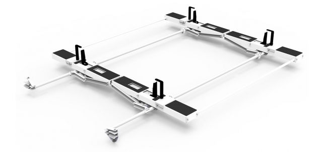 Holman Drop Down HD Aluminum Ladder Rack - Double - Preassembled - High Roof Vans (4A95H)