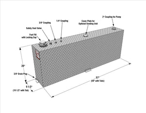 RDS 45 Gallon Vertical Transfer Tank Bright Aluminum 57X9.5X20 (71083)